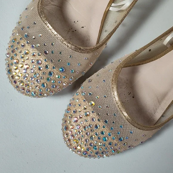 David's Bridal Illusion Toe Cap Crystal Embellished Ballet Flats 7.5 - Picture 4 of 12